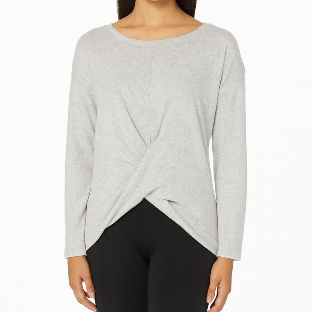 Express Grey Twist Front V-Neck Sweater XS  Oversized Cozy Minimalist